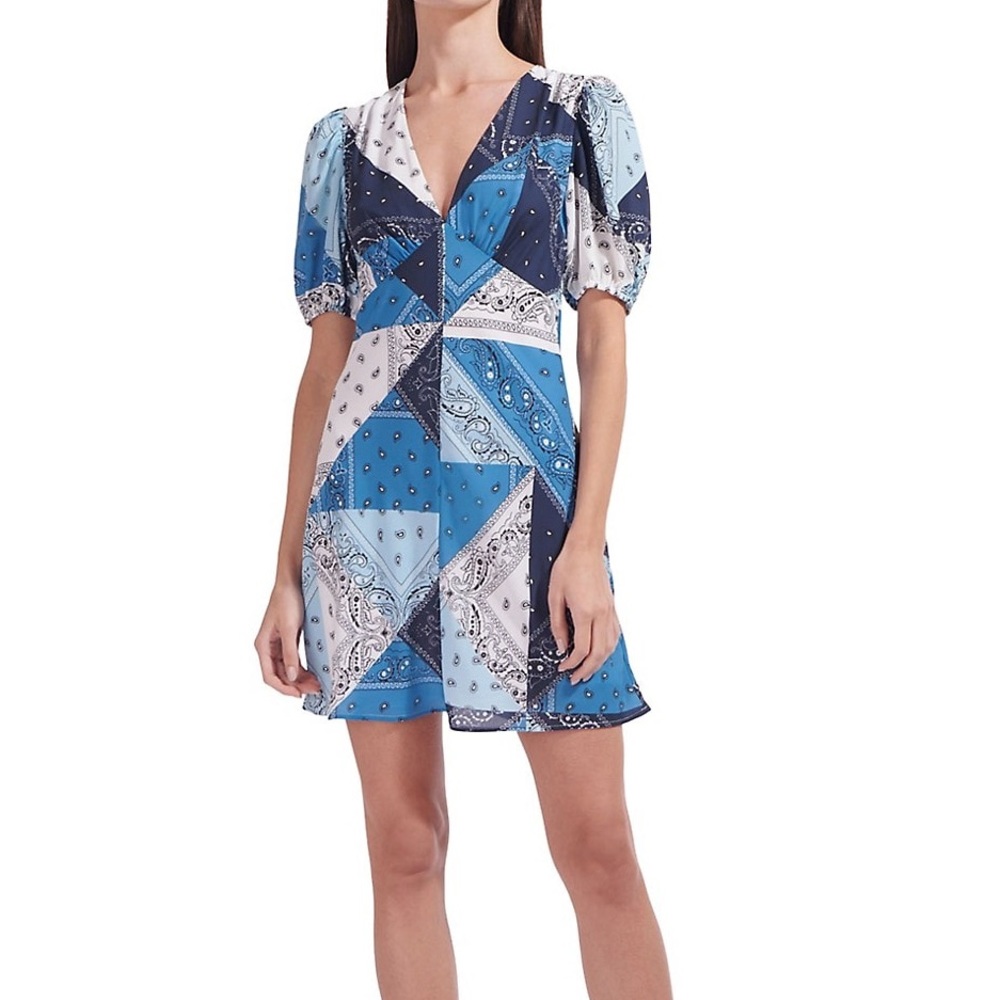 NWT STAUD Patchwork Print Mini Dress